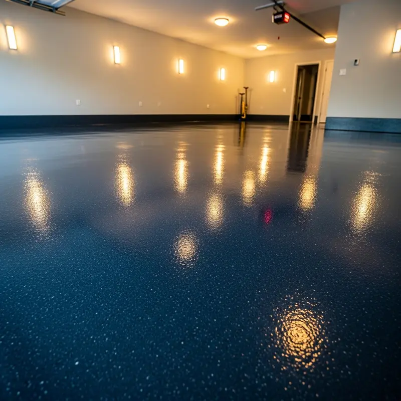 Glossy poured epoxy garage floor